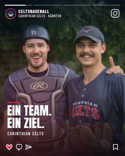 Animierte Bildfolge der Carinthian Celts im Stil eines Instagram-Beitrags